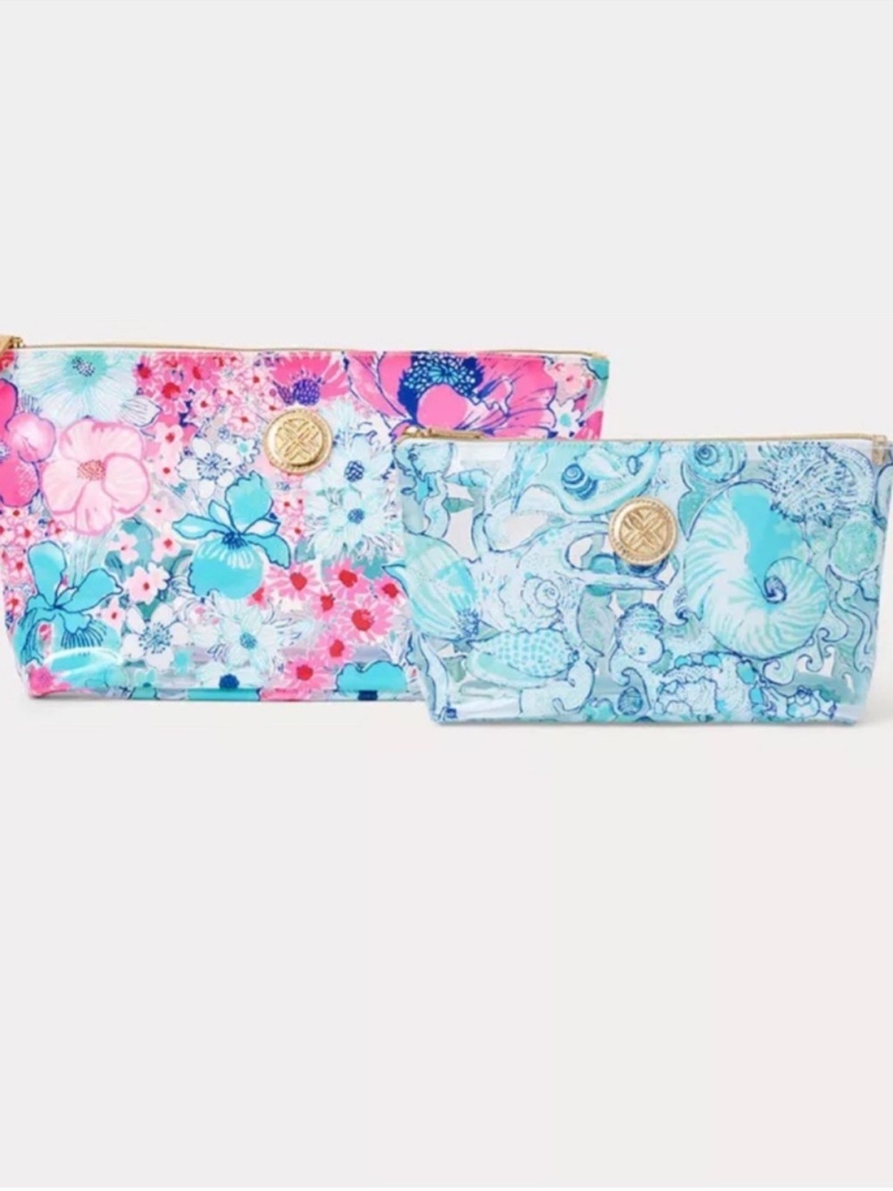 NWT Lilly pulitzer set Floral Print Cosmetic Pouch Set - Pink & Aqua